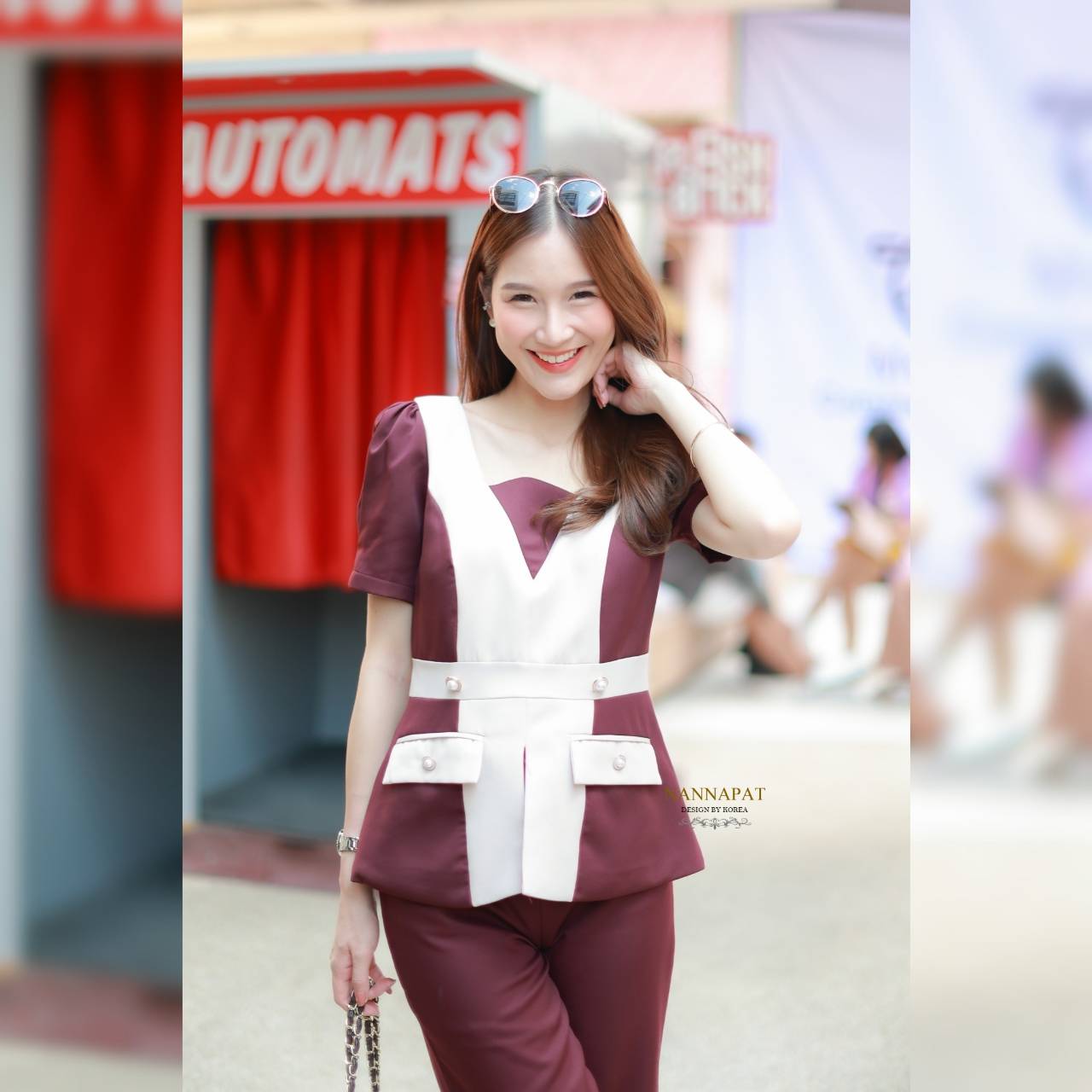 เสื้อทูโทน ซิปหลังมีฟองน้ำ