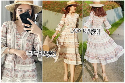 Dress เดรสผ้าชีฟองพิมพ์ลายดอกไม้