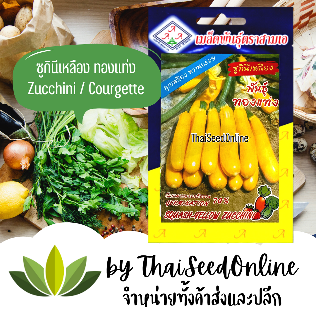 3A(สามเอ) 3A เมล็ดพันธุ์ ซูกินี่เหลืองทองแท่ง ตราสามเอ Squash-yellow Zucchini