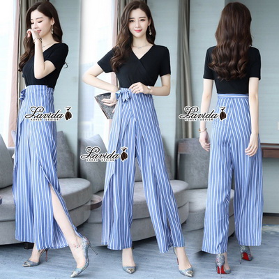 เสื้อผ้ายืด cotton100% สีดำแขนสั้นคอ V