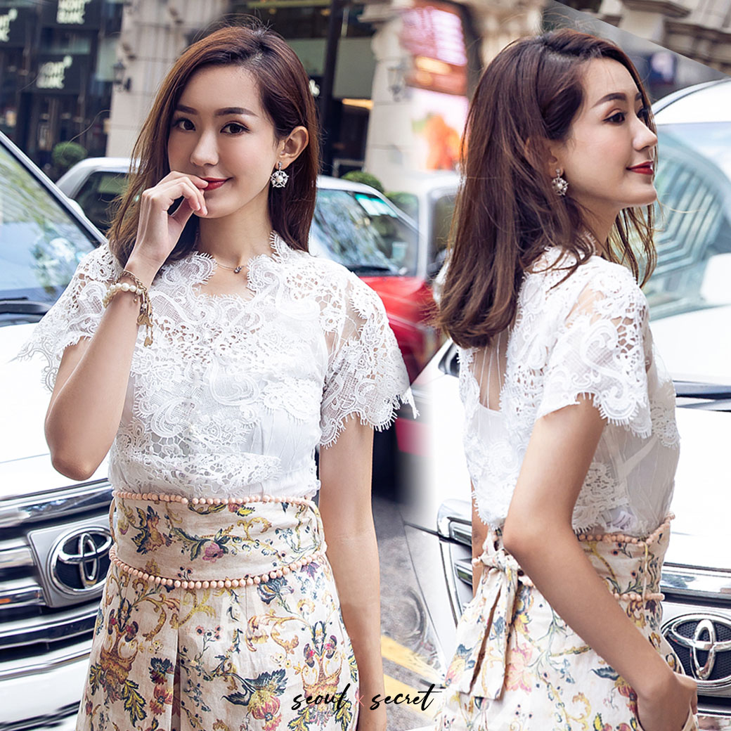 เสื้อเนื้อผ้าทอลายลูกไม้ฉลุลาย