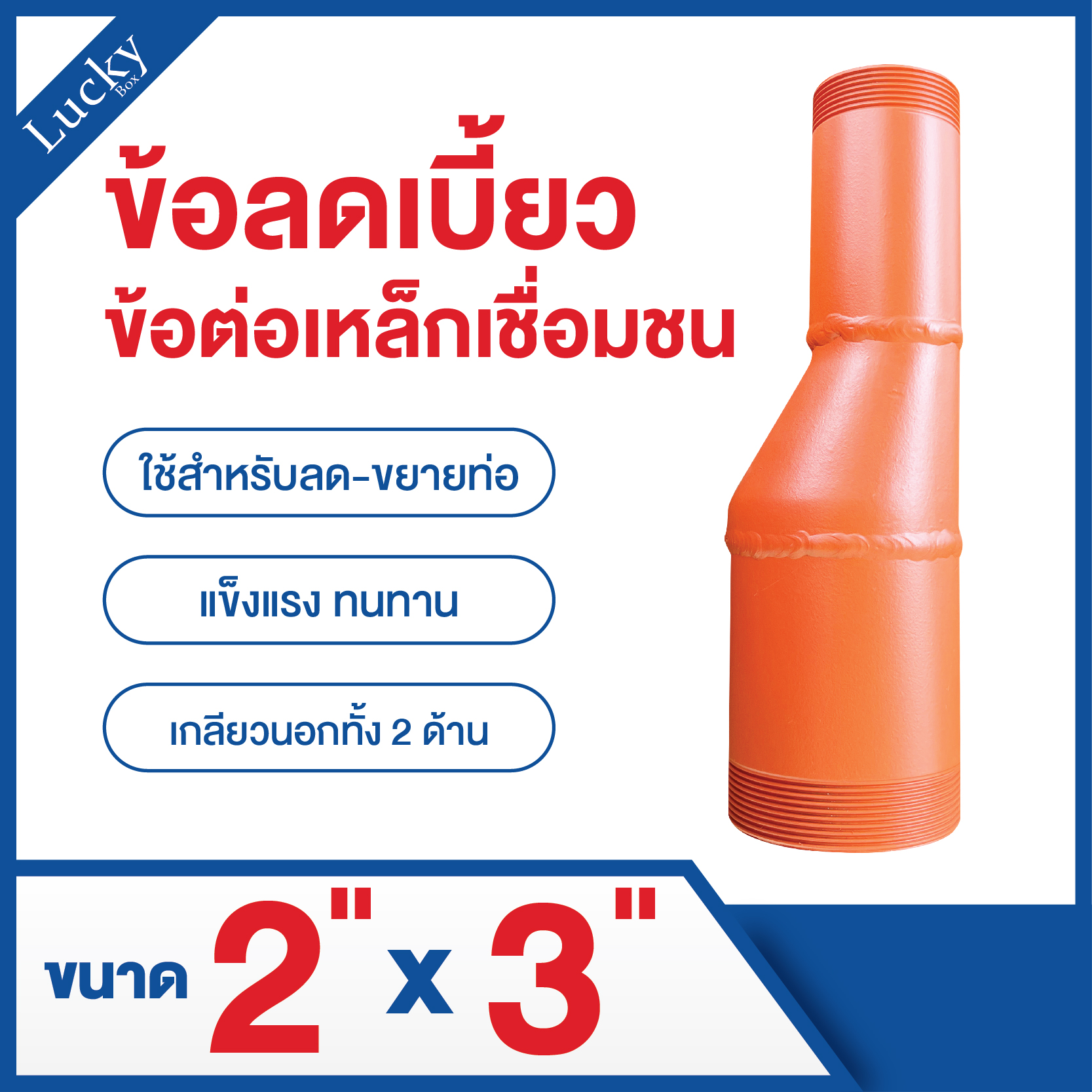 ข้อลดเบี้ยวเชื่อมเกลียว 2 ด้าน ขนาด 2x3 นิ้ว (Butt Weld Eccentric Reducer)