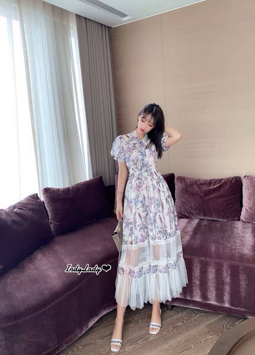 Dress ทรงสวยแขนตุ๊กตาคอโบ