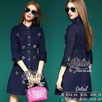 ST08310716 🍀สินค้าพร้อมส่ง🍀 한국에 의해 설계된 2sister made, Navy Color jeans Luxury Lovely Korea Dress