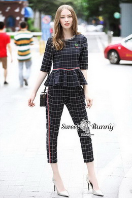 เสื้อ+กางเกงผ้าทอตาราง