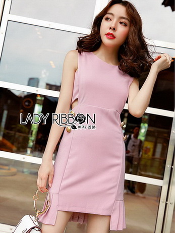 Chic Side-Button Body Lady Ribbon Dress