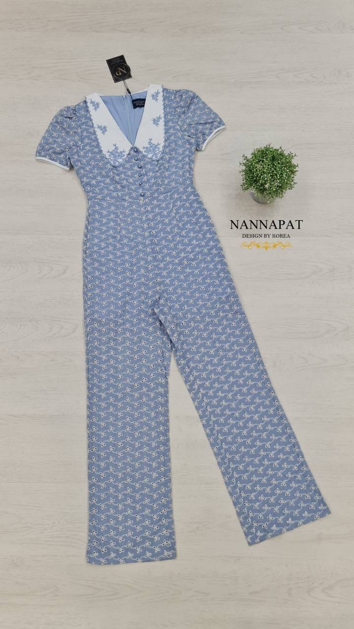 จั้มสูทงานซิปหลัง ปกคอปักสวยงาม