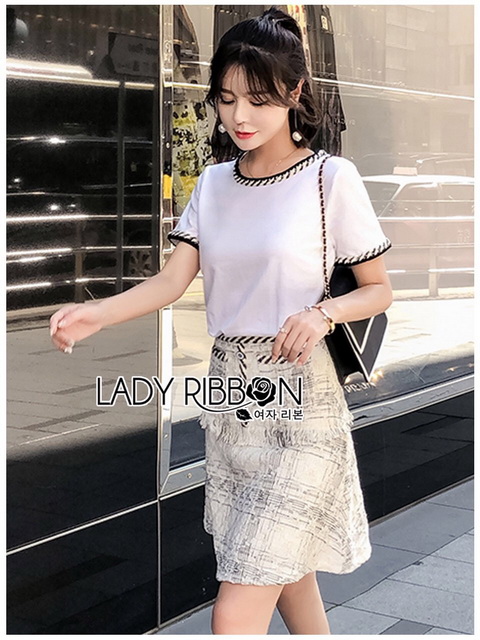 เซ็ตเสื้อยืดเรียบๆและกระโปรงใส่แล้วเหมือนสาวปารีส