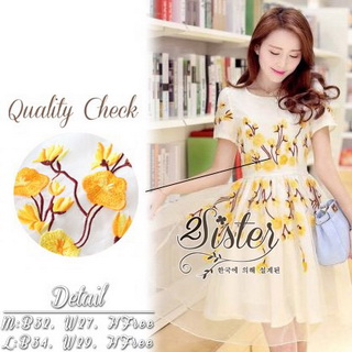 2Sister Made, White Lovely Beauty Dress With Flora Beauty Knitt เดรสลุคสวยหรู เนื้อผ้าorganzaเกรดดี