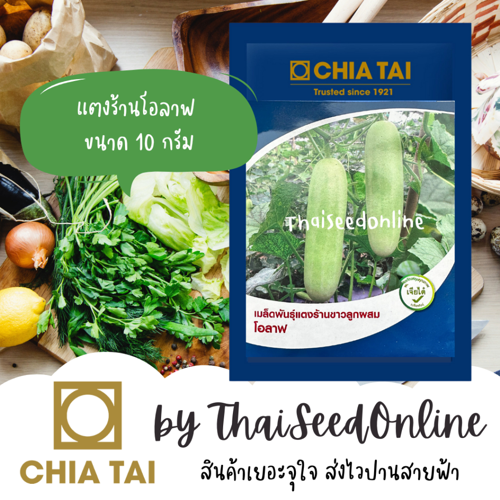Chia Tai(เจียไต๋) CTCOM ซองใหญ่ 10 กรัม เมล็ดพันธุ์ แตงร้านสีขาว แตงร้านขาว ลูกผสม โอลาฟ ตราเจียไต๋ Cucumber