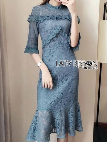 🎀 Lady Ribbon's Made 🎀 Lady Sarah Street Chic Denim Shirt Dress with Ribbon-Belt