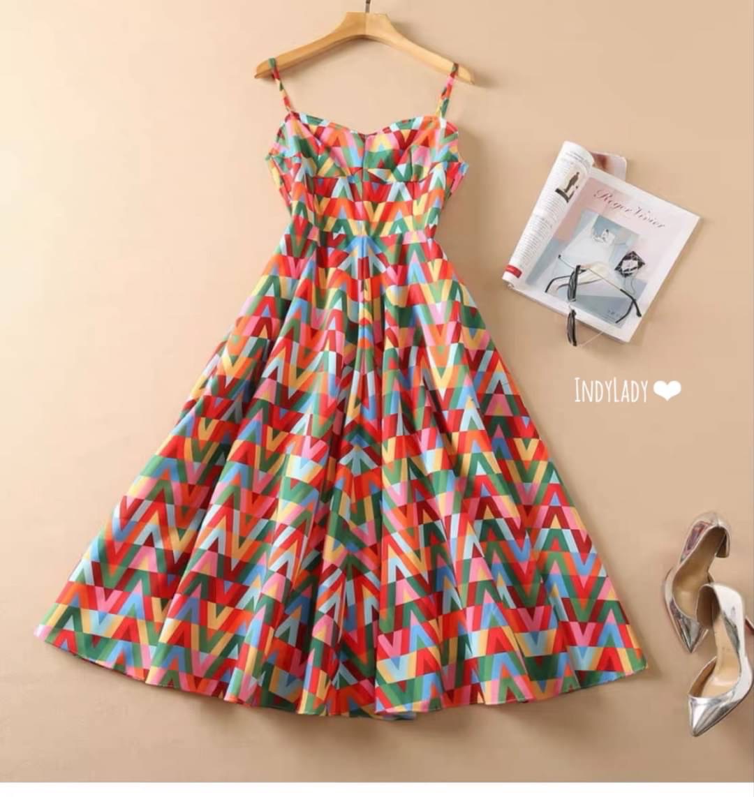 Dress สายเดี่ยว งานพิมพ์ลาย