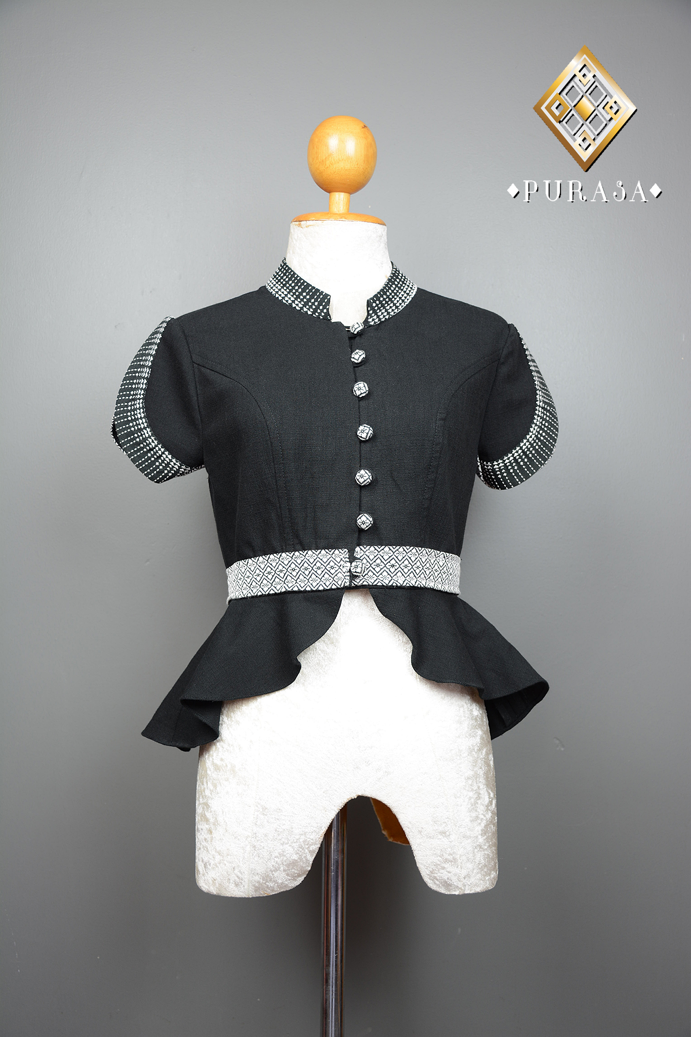PUS019 เสื้อผ้าฝ้ายแต่งตีนจก