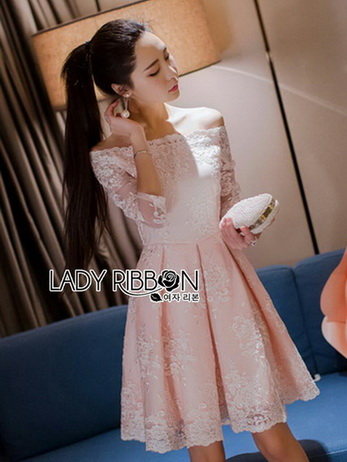 Lady Pink and White Lace Dress