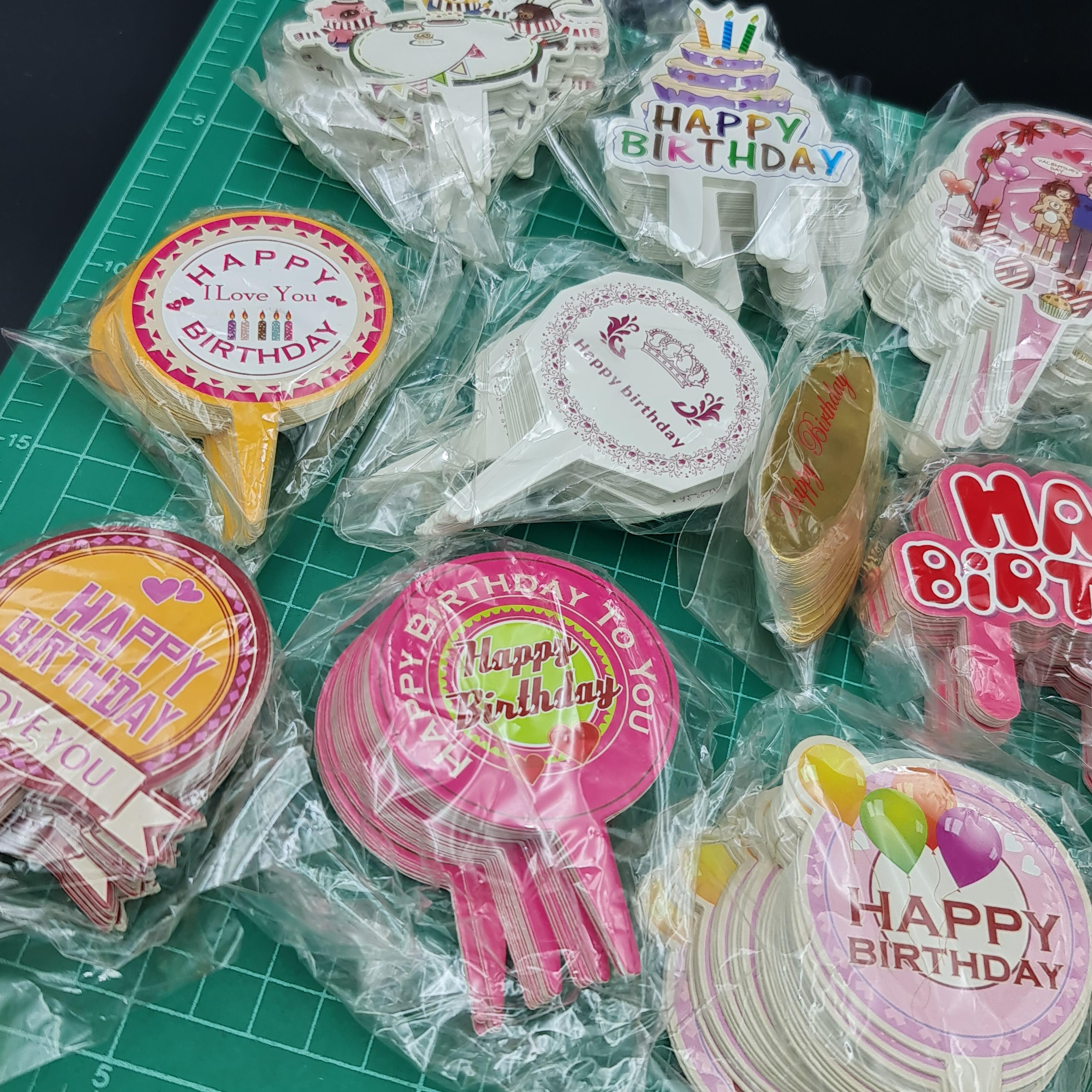 ✅🇹🇭 ป้ายปักเค้ก กระดาษ ประดับเค้ก ป้ายวันเกิด Happy Birthday ป้ายเค้ก j12 เจริญ12