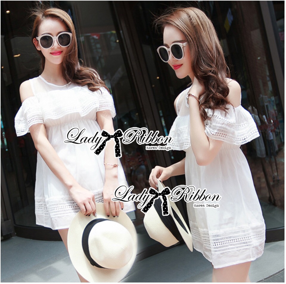 Lady Ribbon's Made Lady Jenny Feminine Style Embroidered Layer Dress เดรสคัทเอาท์ไหล่ปักลายสไตล์เฟมินีน ใส่แล้วเป็นลุคคุณหนูสาวหวานที่แอบเซ็กซี่เล็กๆ