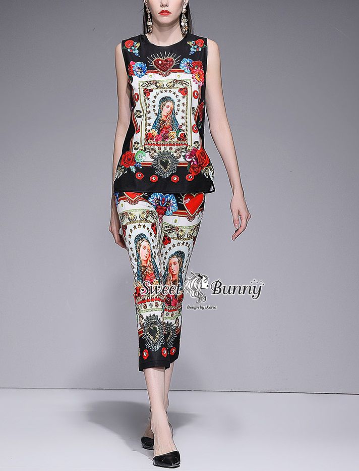 ชุดเซ็ทเสื้อแขนกุดสวมหัวใส่ง่ายมีซิปหลัง