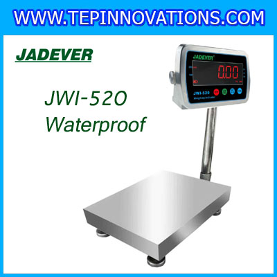 เครื่องชั่งตั้งพื้นกันน้ำ30kg รุ่น JWI-520 ขนาดแท่น 25x25 cm. เครื่องชั่งกันน้ำ30kg เครื่องชั่งดิจิตอล30kg ตาชั่งกันน้ำ 30kg เครื่องชั่งดิจิตอลกันน้ำ ตาชั่งดิจิตอลกันน้ำ30กิโลกรัม พิกัด 30kg ความละเอียด 2g ยี่ห้อ JADEVER รุ่น JWI-520 Waterproof