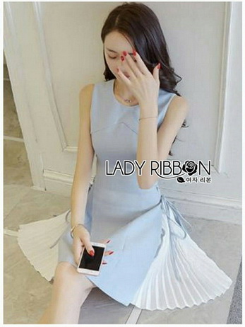 Lady Megan Lace-Down A-Line Baby Blue Dress