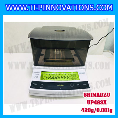 เครื่องชั่งดิจิตอล ทศนิยม 3 ตำแหน่ง รุ่น UP423X 420gx0.001g เครื่องชั่งละเอียดสูง420g เครื่องชั่งน้ำหนัก420g ตาชั่ง420กรัม พิกัดน้ำหนัก 420g ความละเอียด 0.001g ยี่ห้อ SHIMADZU รุ่น UP423X