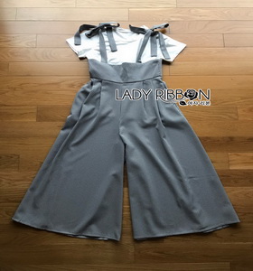 Lady Ribbon Checked Jumpsuit and White T-Shirt
