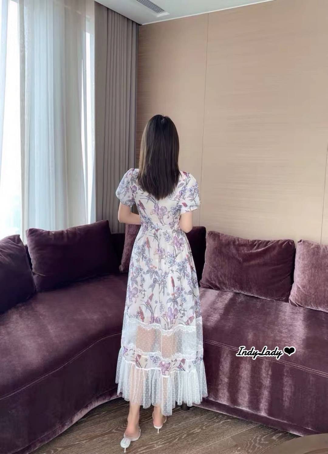 Dress ทรงสวยแขนตุ๊กตาคอโบ