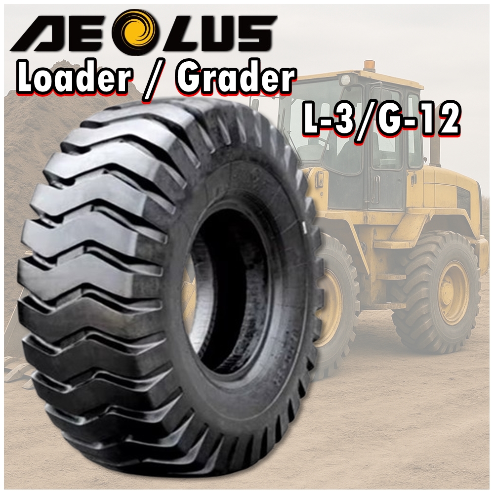 ยางรถอุตสาหกรรม รถตัก รถเกรด ขนาด 23.5-25 รุ่น L-3/G-12 20PR ชนิด TL + โอริง ยี่ห้อ AEOLUS