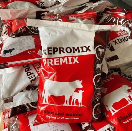 รีโพรมีกซ์พรีมิกซ์ Repromix Premix อาหารเสริมวัว อาหารวัว กินเก่ง กลับสัดไว ผสมติดง่าย บำรุงรังไข่ วัวนม วัวเนื้อ