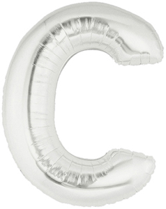 ลูกโป่งตัวอักษร C ขนาด 40 นิ้ว สีเงิน Alphabet Letter Foil Balloon Silver Color