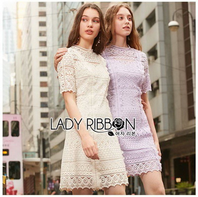 Lace Dress เดรสสั้นผ้าลูกไม้สีพาสเทลทรงเบสิก