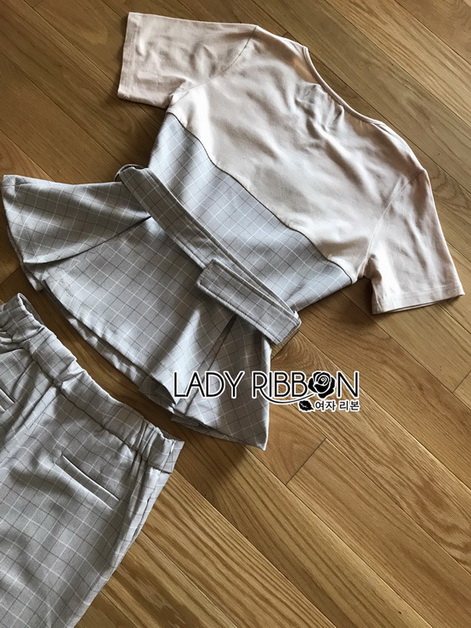 เซ็ตเสื้อยืดทรงสูทเข้าเซ็ตกับกางเกง