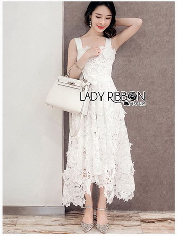White Guipure Lady Ribbon Lace Dress
