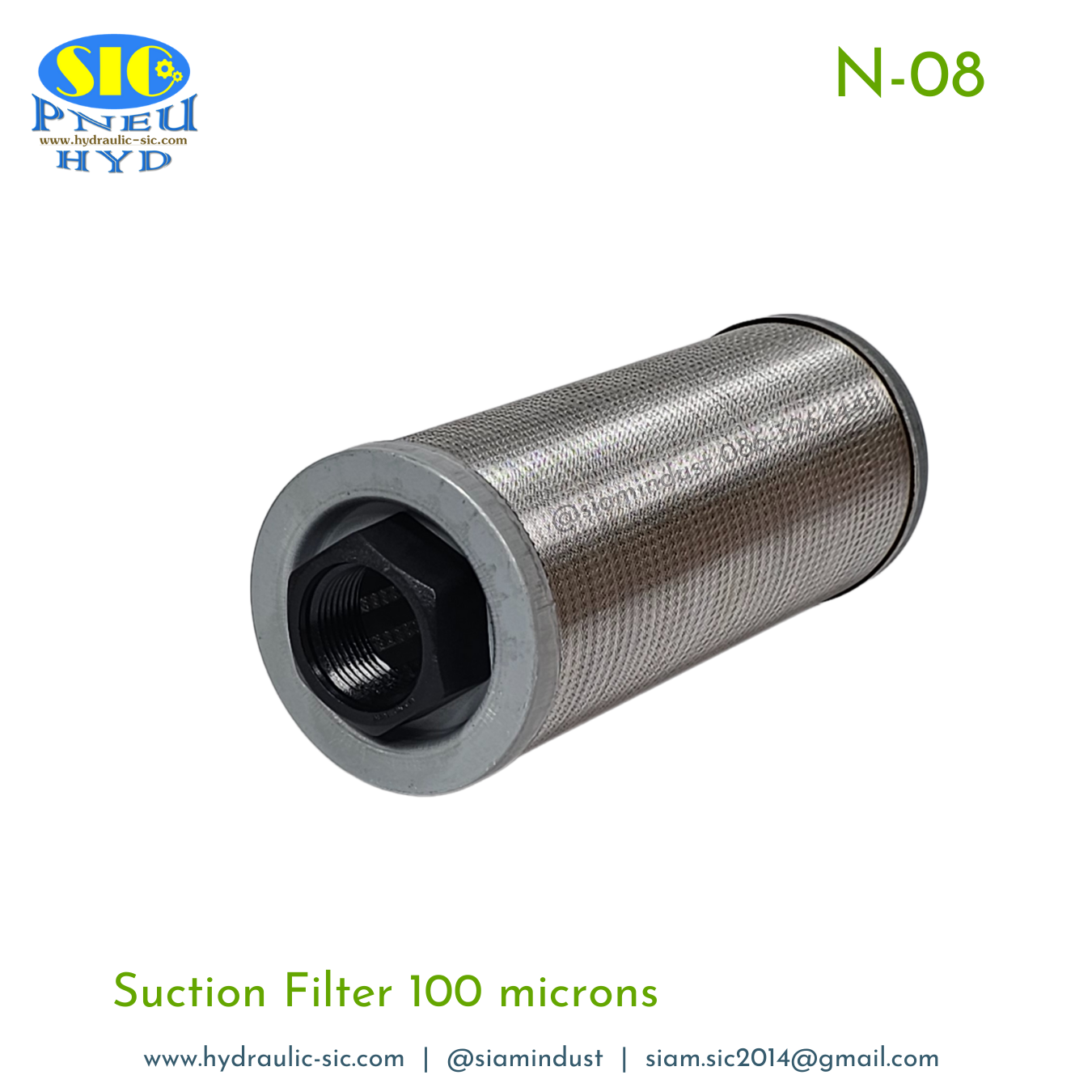 N-06,N-08,N-10,N-12,N-16 Suction Filter 100 micron กรองไฮดรอลิค กรองขาดูด กรองสแตนเลส