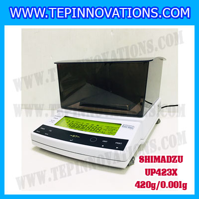 เครื่องชั่งดิจิตอล ทศนิยม 3 ตำแหน่ง รุ่น UP423X 420gx0.001g เครื่องชั่งละเอียดสูง420g เครื่องชั่งน้ำหนัก420g ตาชั่ง420กรัม พิกัดน้ำหนัก 420g ความละเอียด 0.001g ยี่ห้อ SHIMADZU รุ่น UP423X