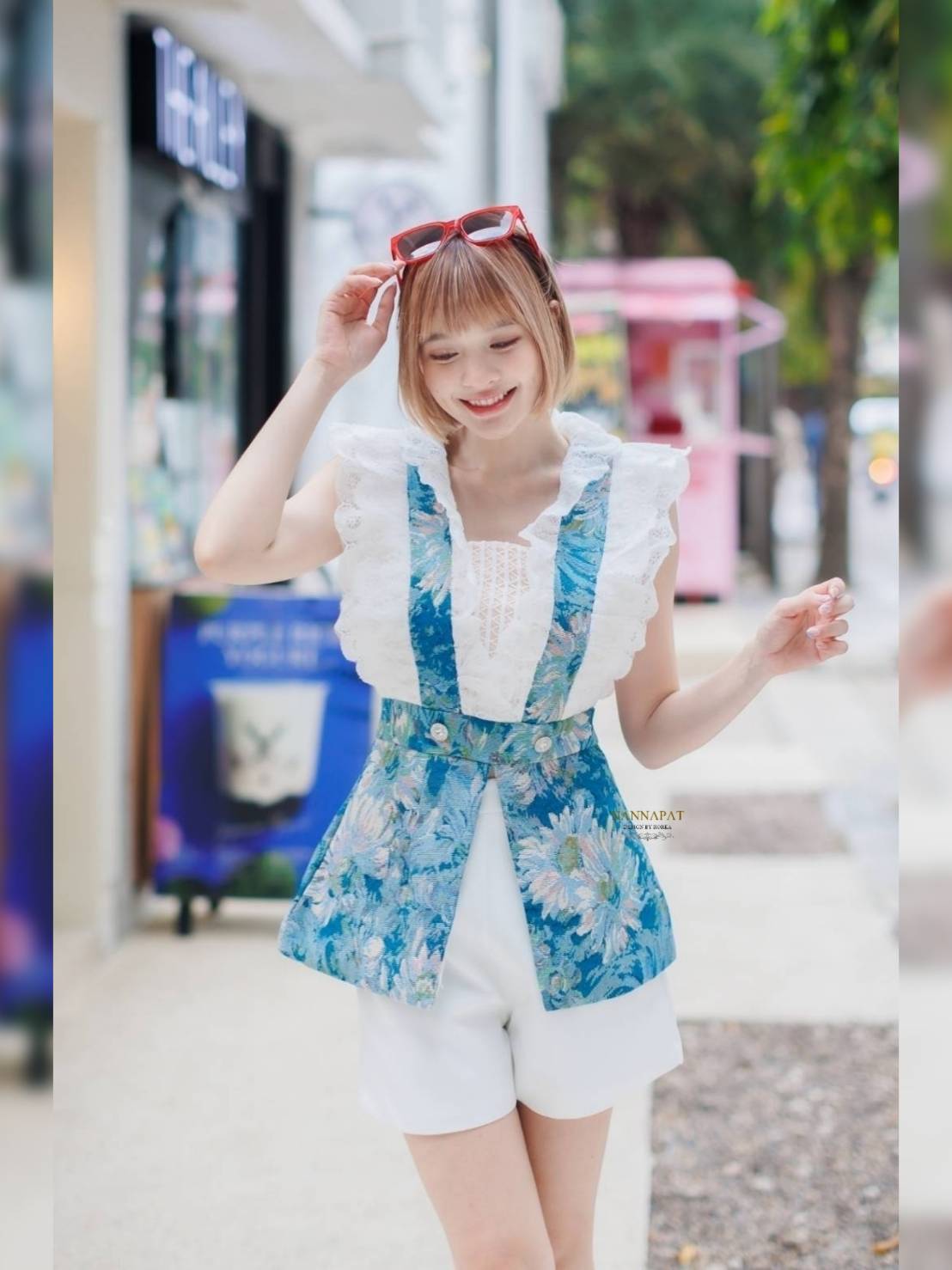 เซทผ้าทอลายสีฟ้า