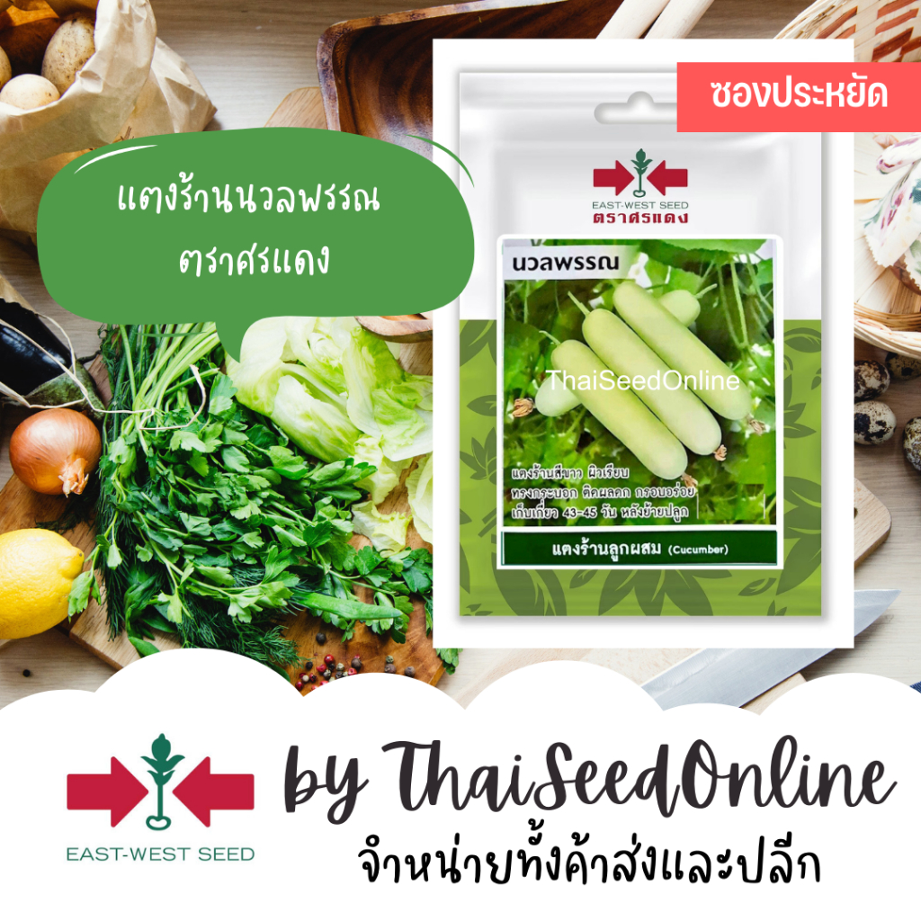 ตราศรแดง VP3 ซฟ เมล็ดพันธุ์ แตงร้านขาว นวลพรรณ 15เมล็ด ตราศรแดง Long White Cucumber