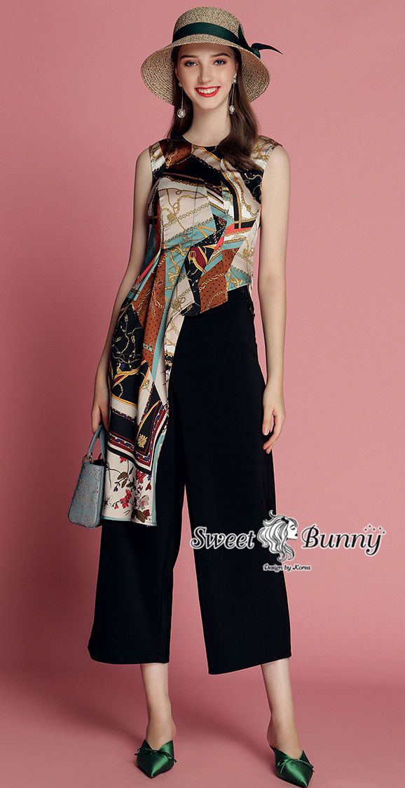 เสื้อแขนกุดคอกลมเอวับจีบยาวด้านหน้า