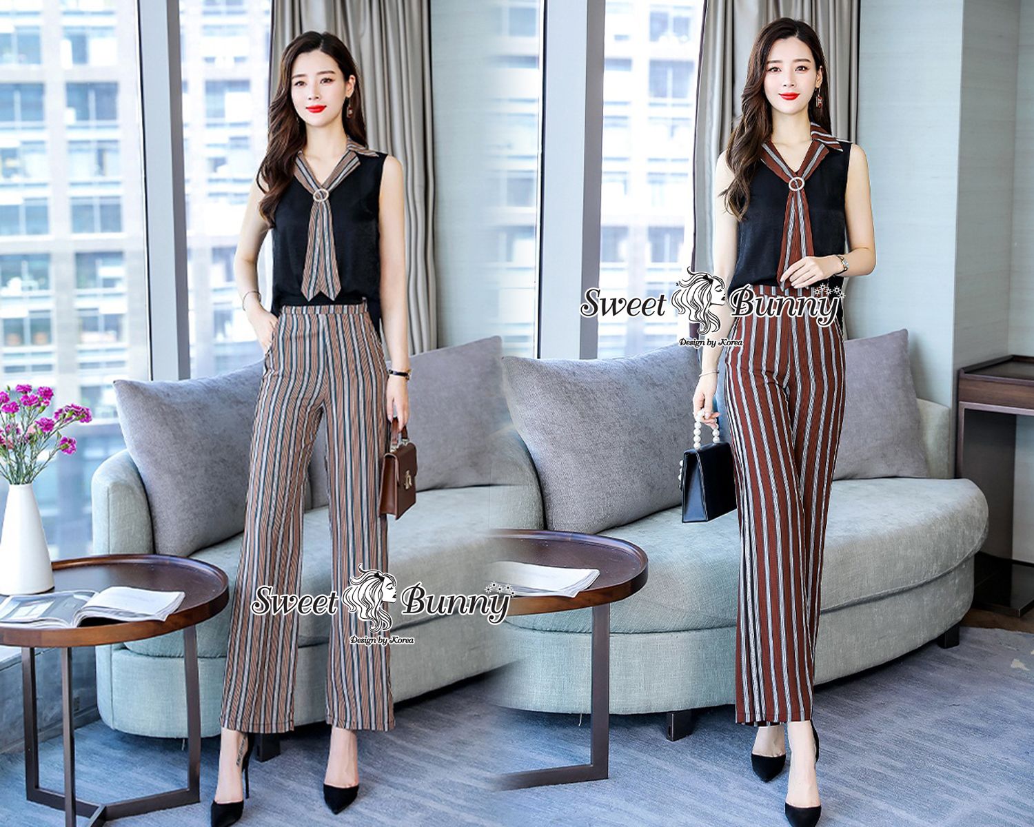 เสื้อคอปกแขนกุด คอปกใช้ผ้าลายเดียวกับผ้ากางเกง