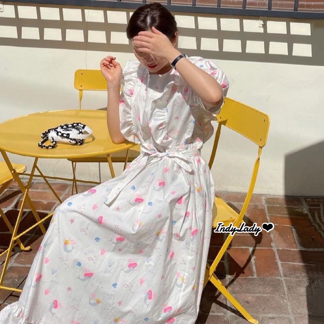Dress แขนตุ๊กตา แต่งระบายตรงอก