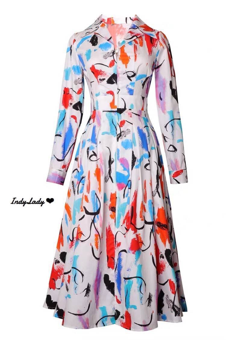 Dress ทรงสวย พิมพ์ลายสีสดใส