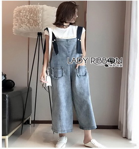 Chic Denim Overall Jumpsuit Lady Ribbon เอี๊ยมจัมป์สูท