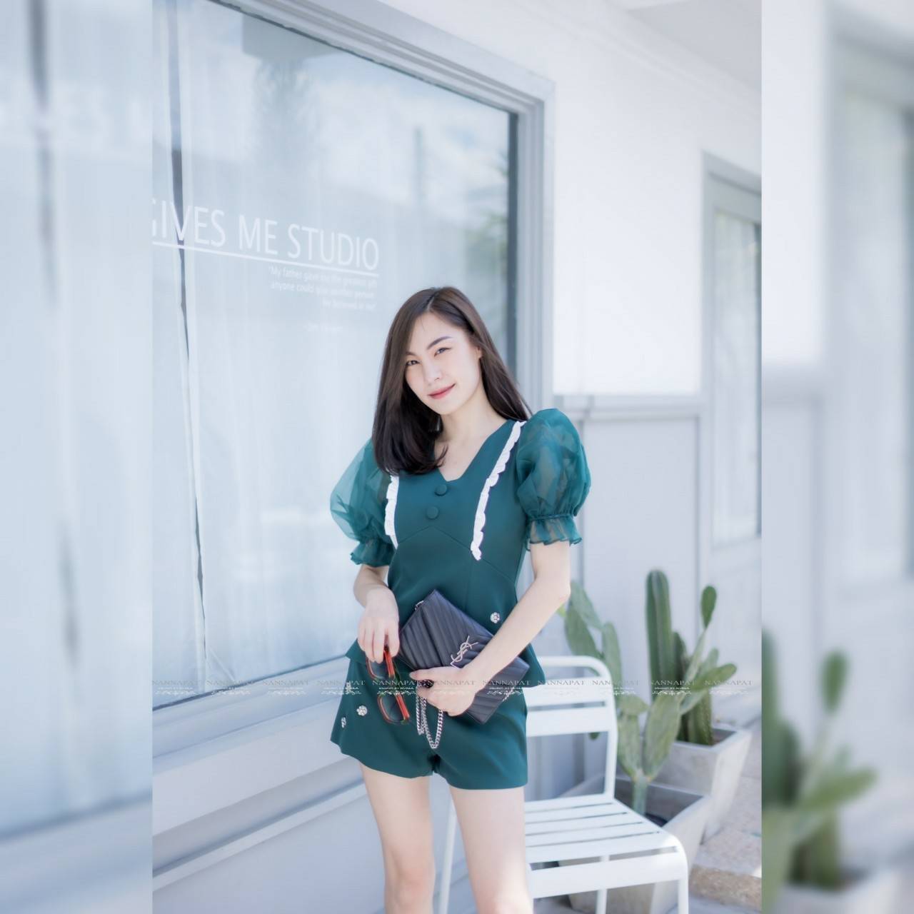 เสื้อแขนตุ๊กตาพองสวย หน้าอกมีเสริมฟองน้ำ
