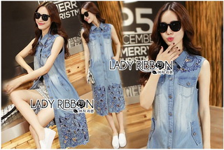 Laser-Cut Denim Shirt Dress เชิ้ตเดรสผ้าเดนิมปักและฉลุลาย
