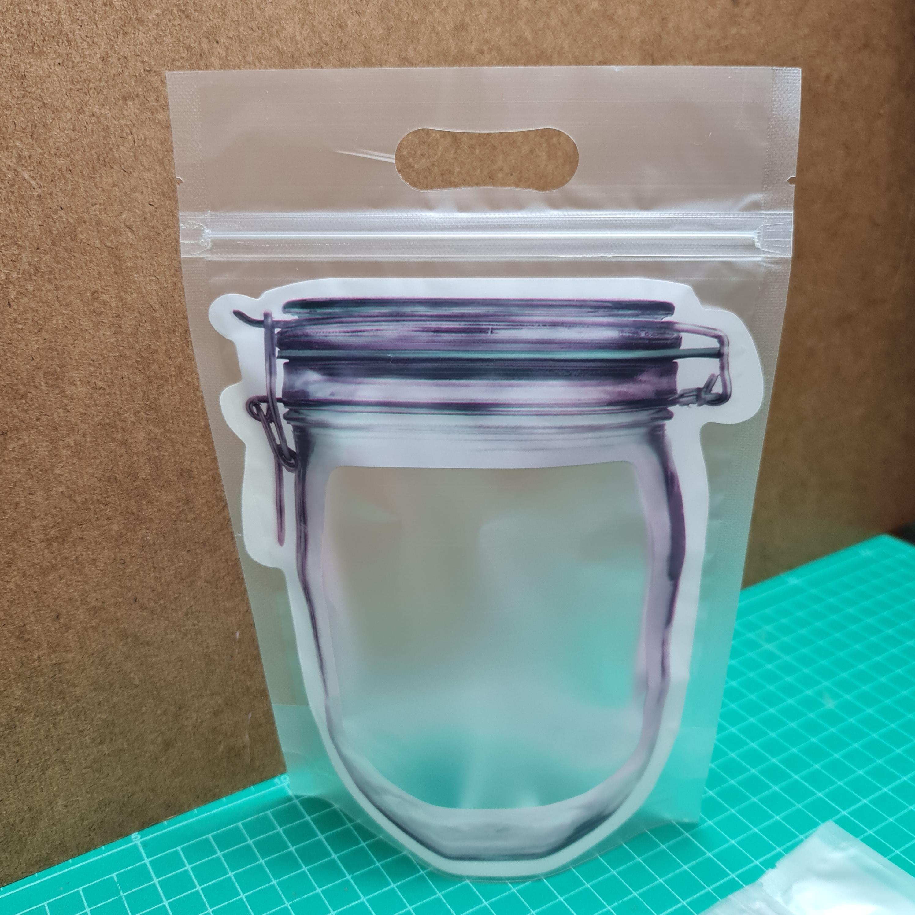 ถุงซิป หูหิ้วตั้งได้ ขุ่นลายขวด ม่วง 15.5*23+6cm. 50ใบ ถุงคุ๊กกี้ ถุงเบเกอรี่ j12