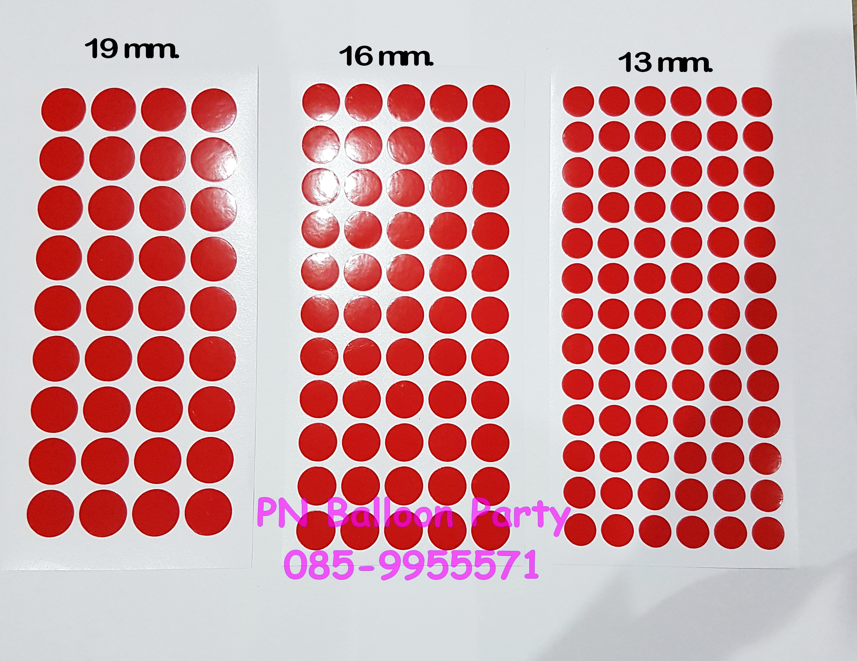 สติ๊กเกอร์ติดลูกโป่งสีแดง สติ๊กเกอร์พลาสติก ไม่ฉีกขาด กาวรีมูฟ ลอกออกได้ ไม่ทำลายพื้นผิว Color Coding Labels