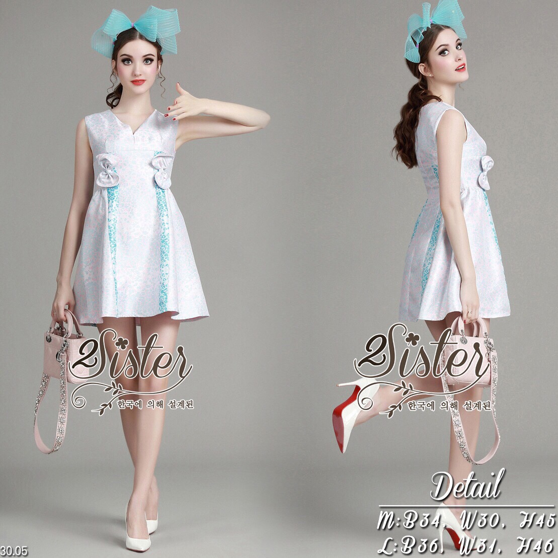 Lady Ribbon Online Sister ST09290516 🍀สินค้าพร้อมส่ง🍀 한국에 의해 설계된 2Sister Made, Elegant Cuites Korea Wonder Dress