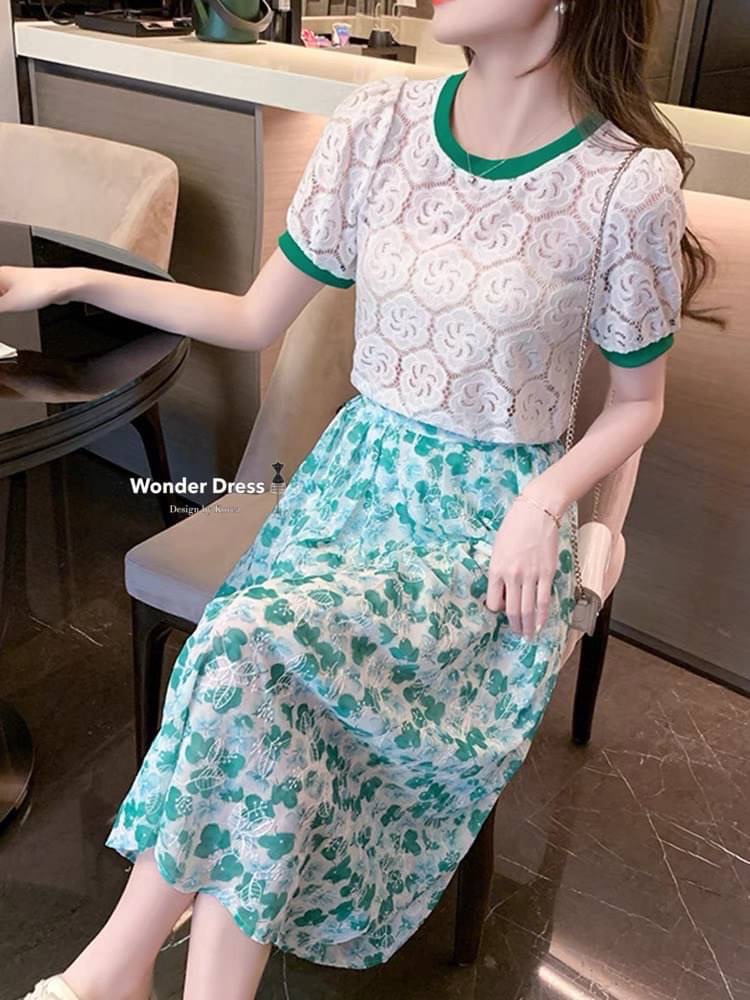 เซทเสื้อลูกไม้สีขาวลายดอกไม้
