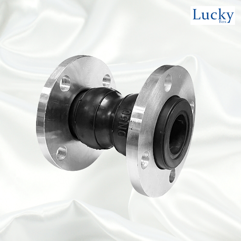 ข้อต่อท่ออ่อนยางลอนคู่ ขนาด 2 นิ้ว หน้าแปลน 10K เสริมขดลวดด้านใน ป้องกันการบีบหดของตัวยาง