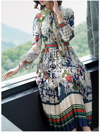 เดรสผ้าเครปพิมพ์ลายกราฟฟิก