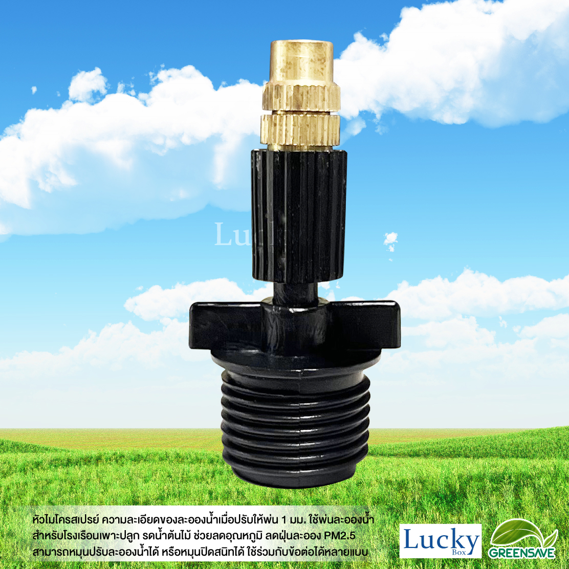 หัวไมโครสเปรย์ ทองเหลือง ความละเอียด 1 มม. พร้อมข้อต่อตรงเกลียวนอก 1/2" (4หุน) (แพ็ค 20 ชิ้น)